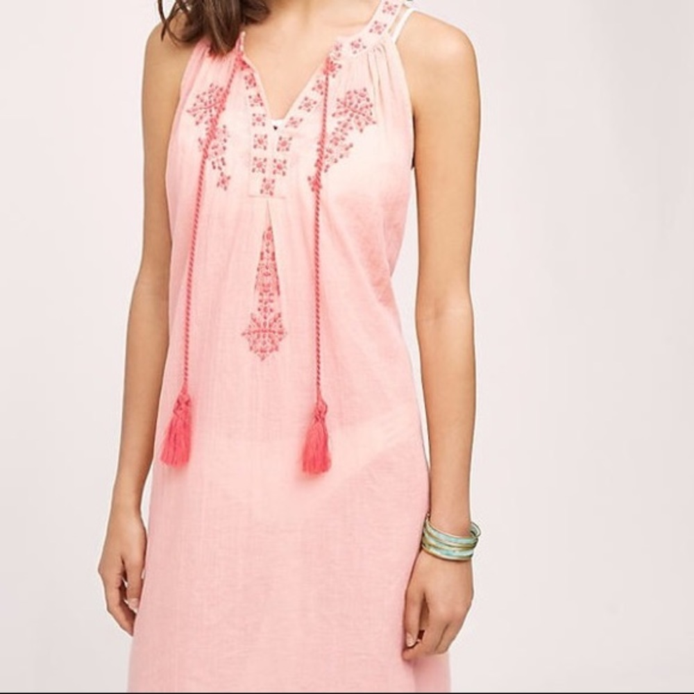 Anthro Mermaid Desert Rose Embroidered Beach Dress